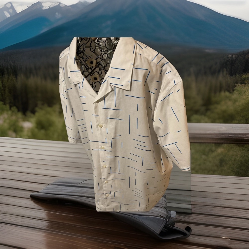 Jasper Conrad Men's Sz XXL‎ Blue & White Short Sleeve Button Shirt E12